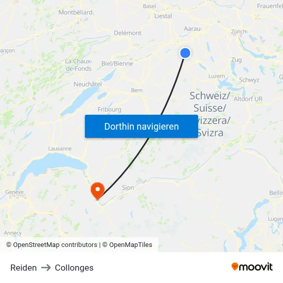Reiden to Collonges map