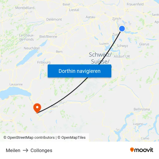 Meilen to Collonges map