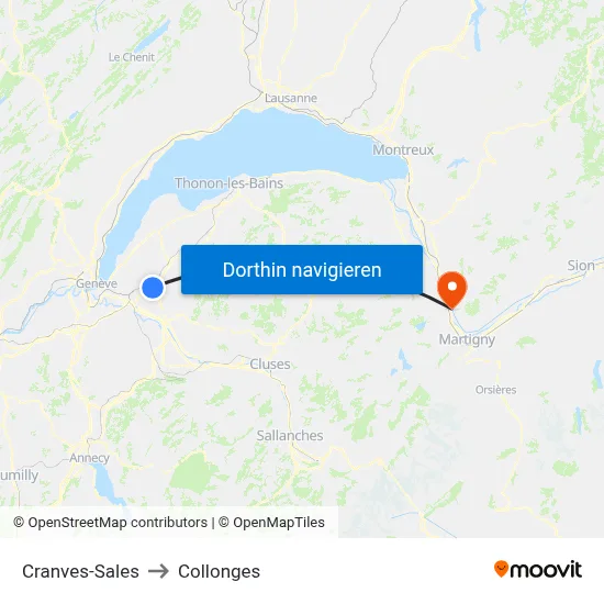 Cranves-Sales to Collonges map