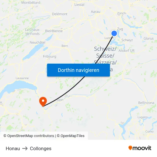 Honau to Collonges map