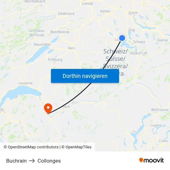 Buchrain to Collonges map