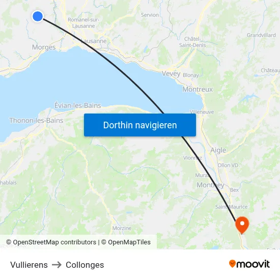 Vullierens to Collonges map