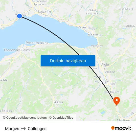 Morges to Collonges map