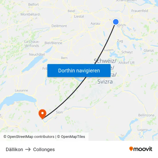 Dällikon to Collonges map