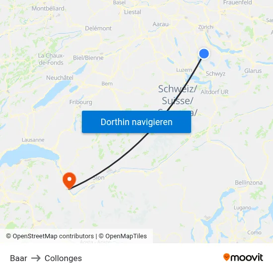 Baar to Collonges map