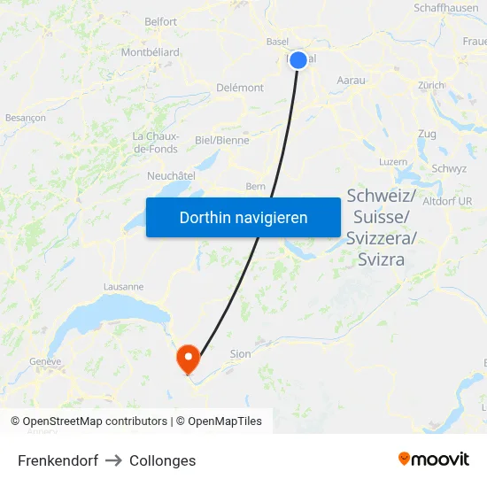 Frenkendorf to Collonges map
