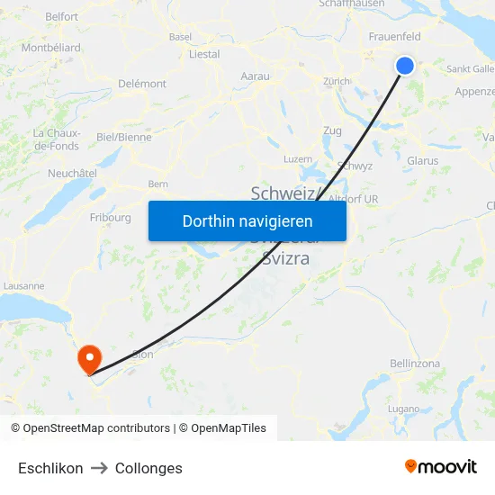 Eschlikon to Collonges map
