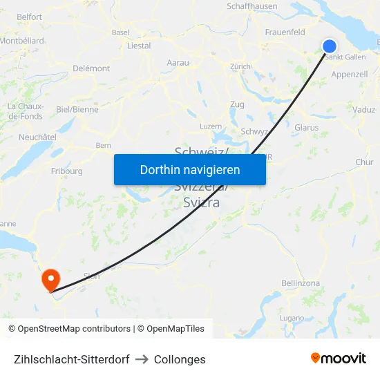 Zihlschlacht-Sitterdorf to Collonges map
