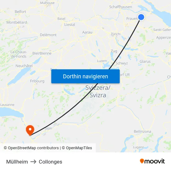 Müllheim to Collonges map