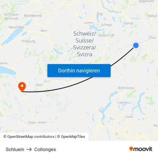 Schluein to Collonges map