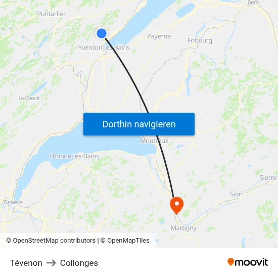 Tévenon to Collonges map