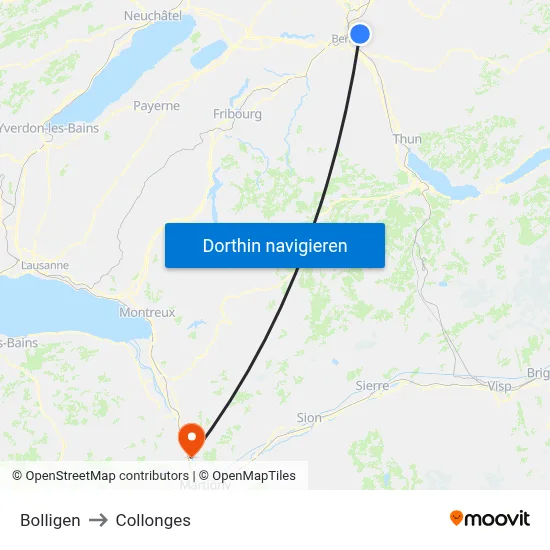 Bolligen to Collonges map