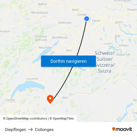 Diepflingen to Collonges map