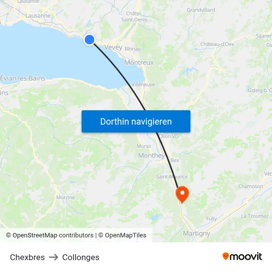 Chexbres to Collonges map
