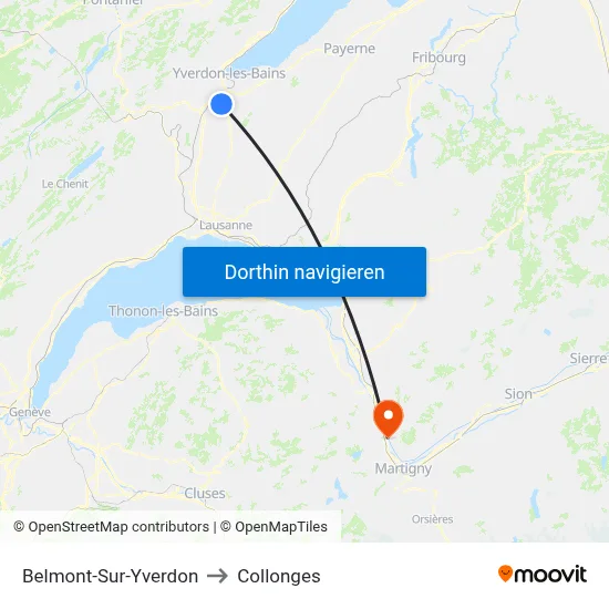 Belmont-Sur-Yverdon to Collonges map