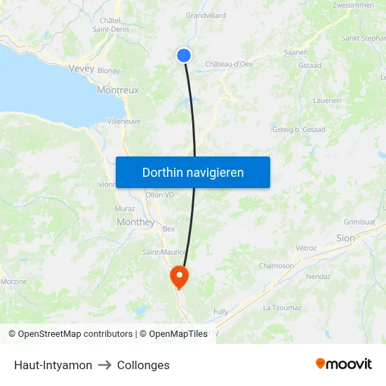 Haut-Intyamon to Collonges map