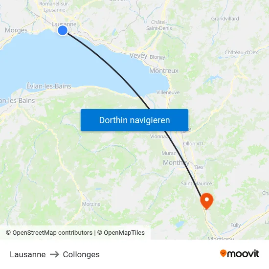 Lausanne to Collonges map