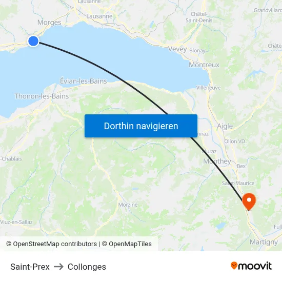 Saint-Prex to Collonges map