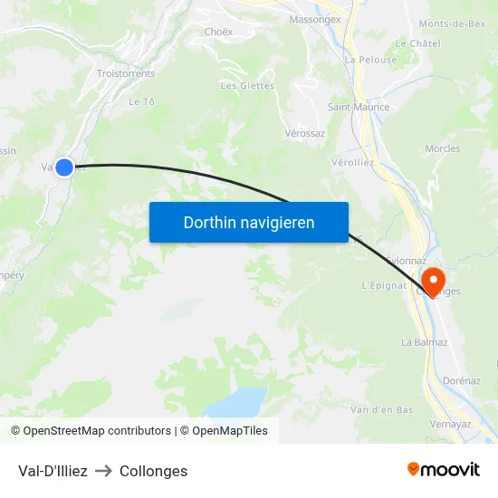 Val-D'Illiez to Collonges map