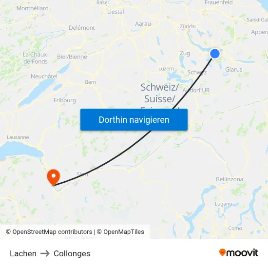 Lachen to Collonges map