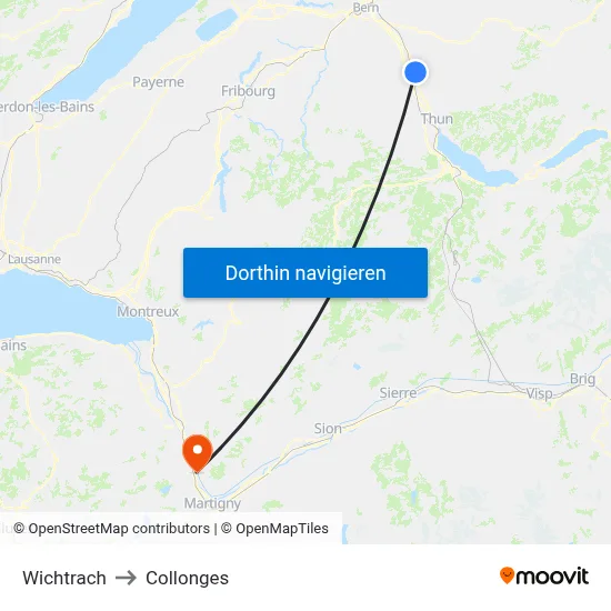Wichtrach to Collonges map