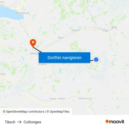 Täsch to Collonges map