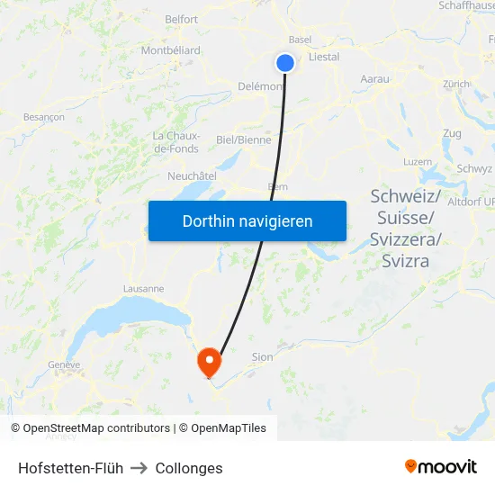 Hofstetten-Flüh to Collonges map