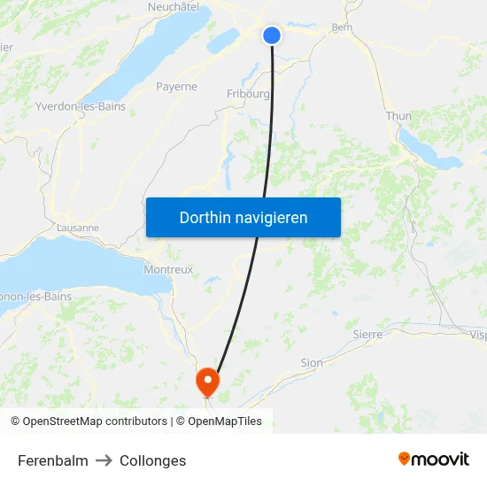 Ferenbalm to Collonges map
