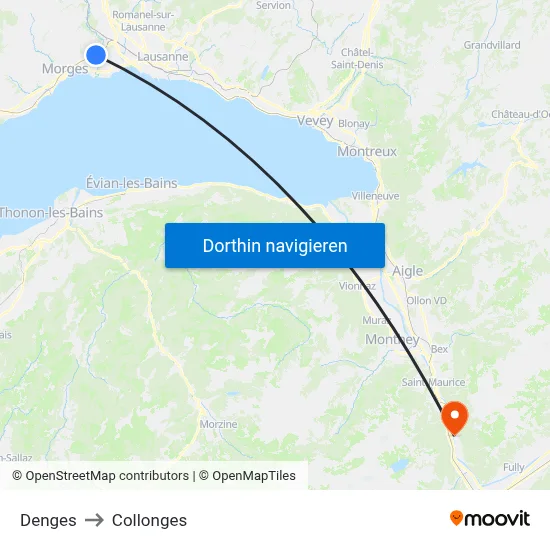 Denges to Collonges map