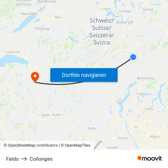 Faido to Collonges map