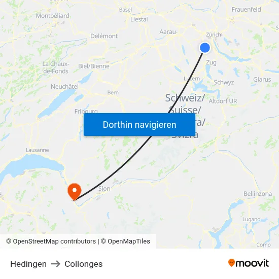 Hedingen to Collonges map