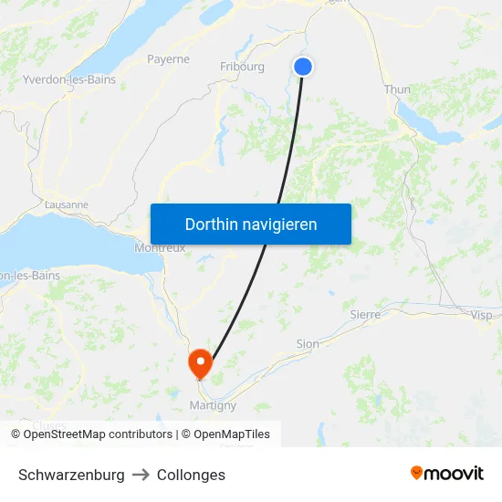 Schwarzenburg to Collonges map