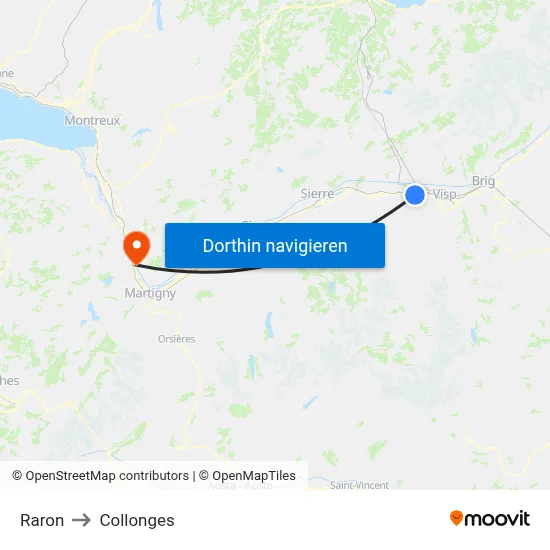 Raron to Collonges map