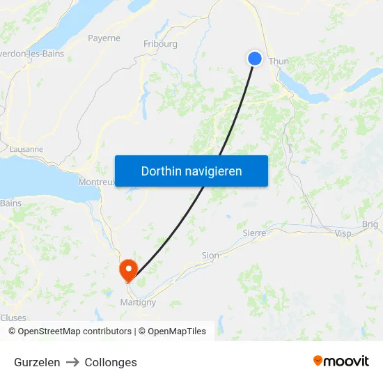Gurzelen to Collonges map