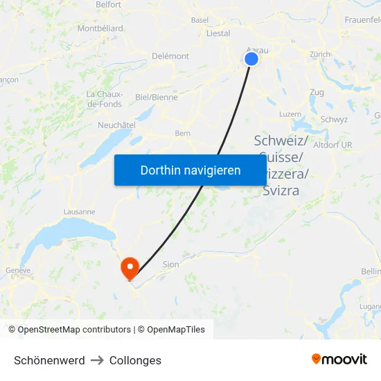Schönenwerd to Collonges map