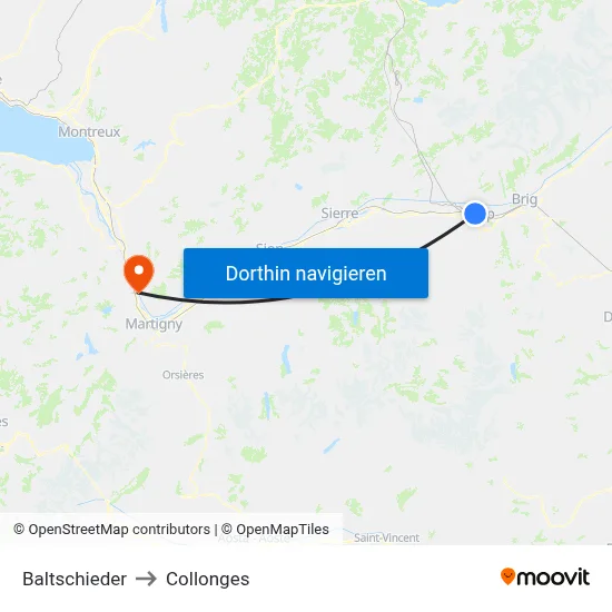 Baltschieder to Collonges map