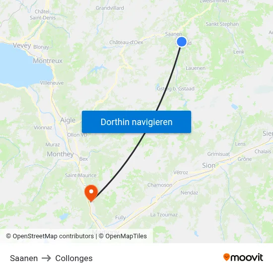 Saanen to Collonges map