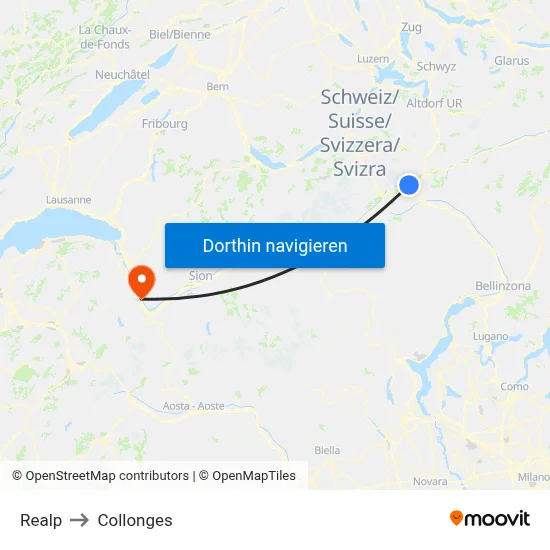 Realp to Collonges map
