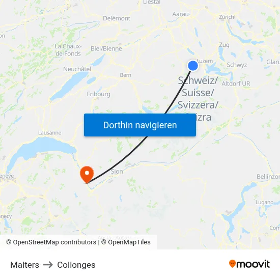 Malters to Collonges map