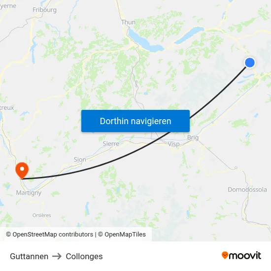 Guttannen to Collonges map