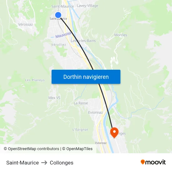 Saint-Maurice to Collonges map