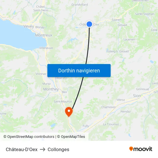 Château-D'Oex to Collonges map