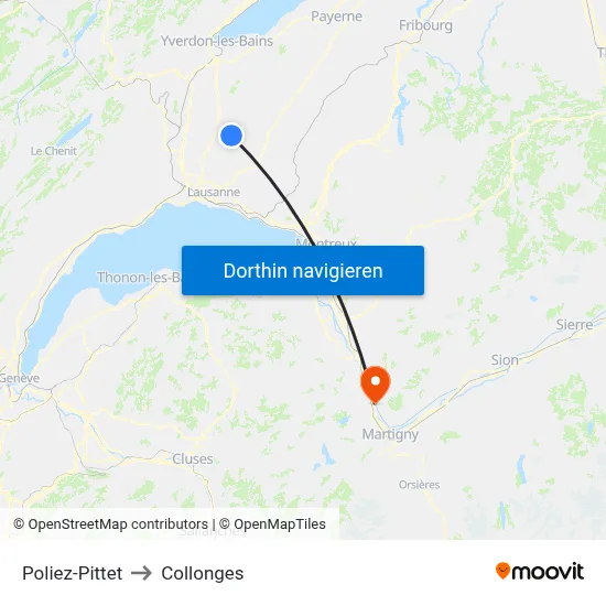Poliez-Pittet to Collonges map