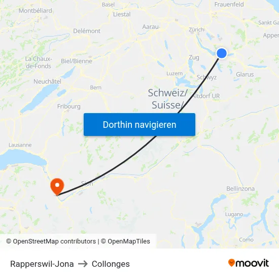 Rapperswil-Jona to Collonges map