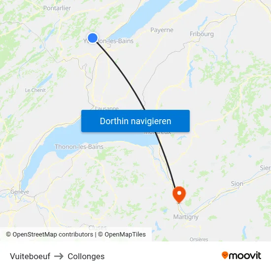 Vuiteboeuf to Collonges map