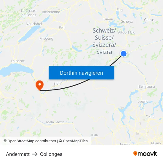 Andermatt to Collonges map