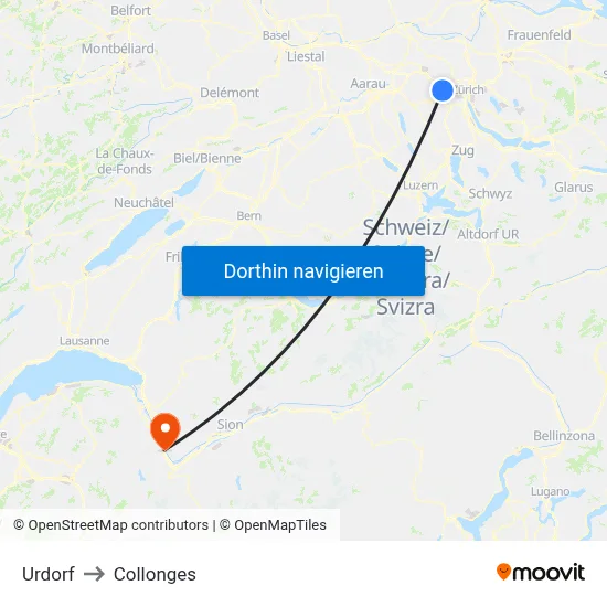 Urdorf to Collonges map