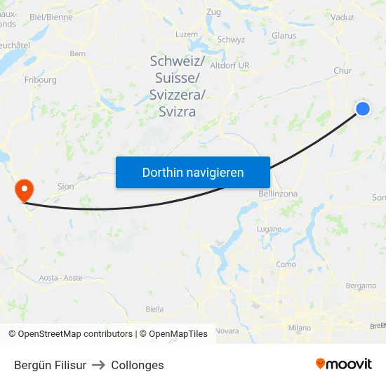 Bergün Filisur to Collonges map