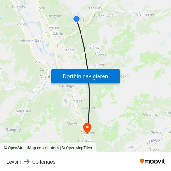 Leysin to Collonges map