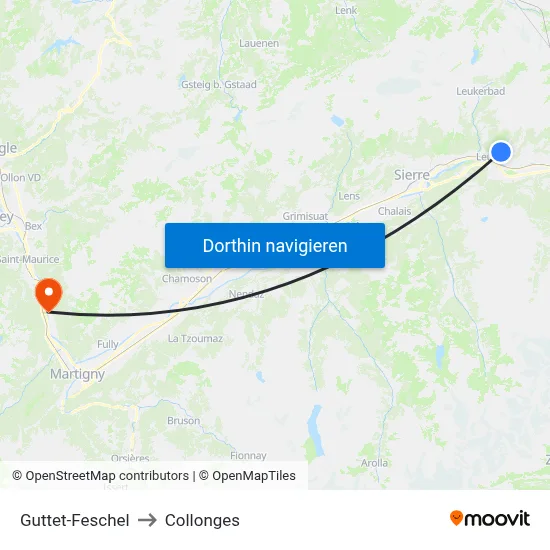 Guttet-Feschel to Collonges map